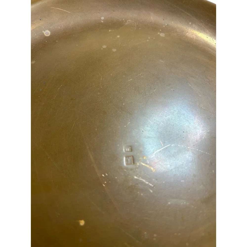Vintage Copper Charger Plate Round 12 Inch Decorative Footed Plate
